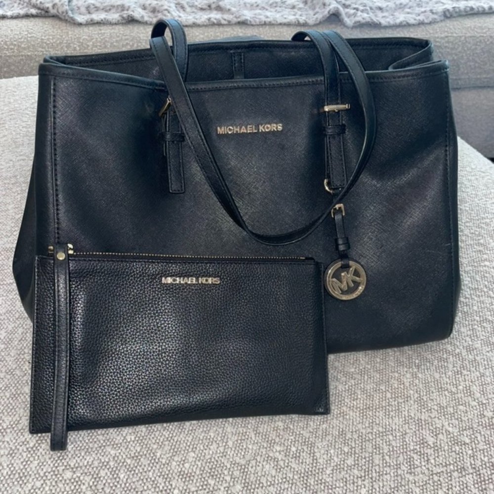 Michael Kors Black Jet Set Purse and wristlet